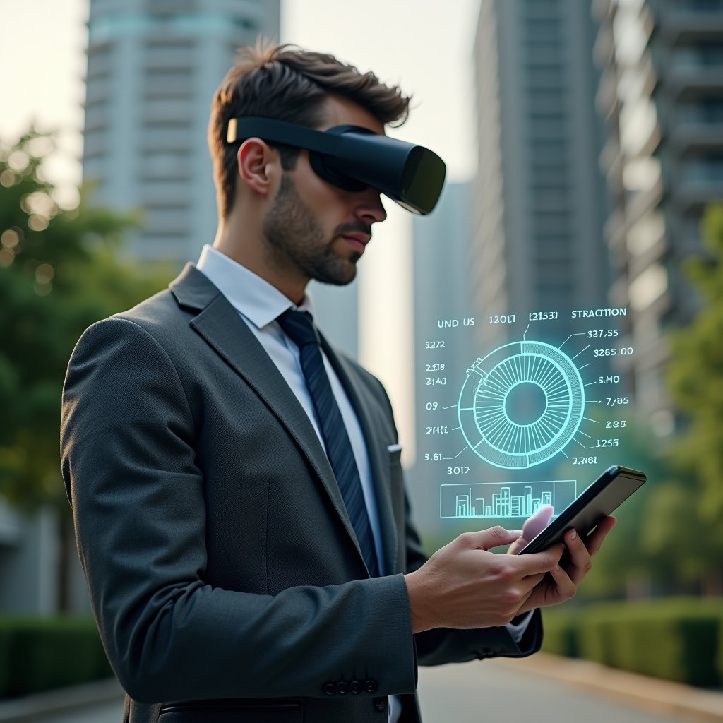 (Ultra-realistic condominium manager in a charcoal gray tailored suit, set in a modern luxury condominium environment with high-rise buildings and lush green landscaping, analyzing a holographic pie chart of unit fractions projected from a tablet, confident and focused expression, floating numeric overlays and fractional diagrams as symbolic visual elements, cinematic lighting, shallow depth of field, highly detailed textures, realistic skin, photographic realism, 8k resolution --ar 1:1 --v 6)